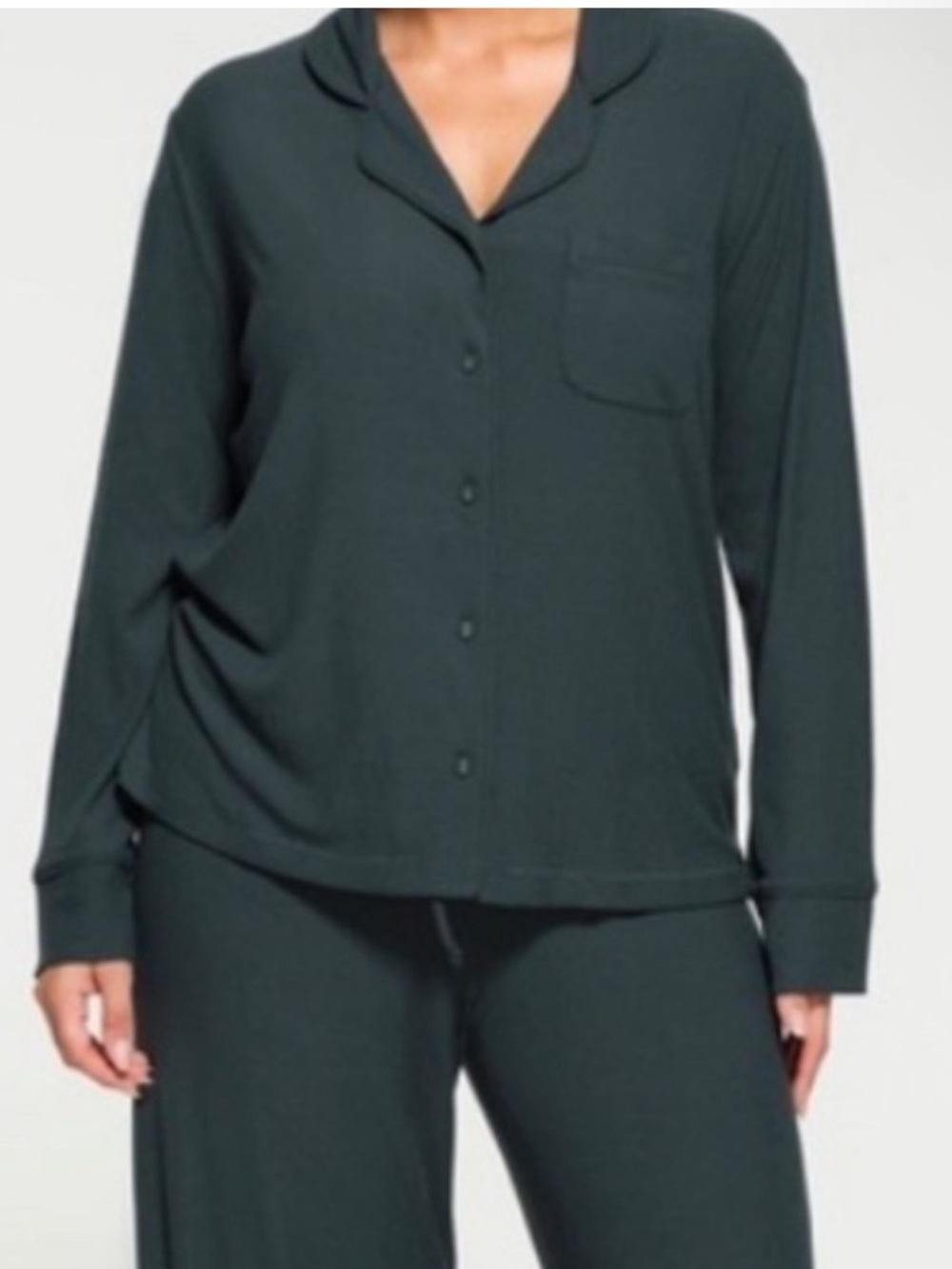SKIMS LIMITED EDITION SOFT LOUNGE RIBBED PAJAMA TOP IN CYPRESS 
SIZE LARGE
